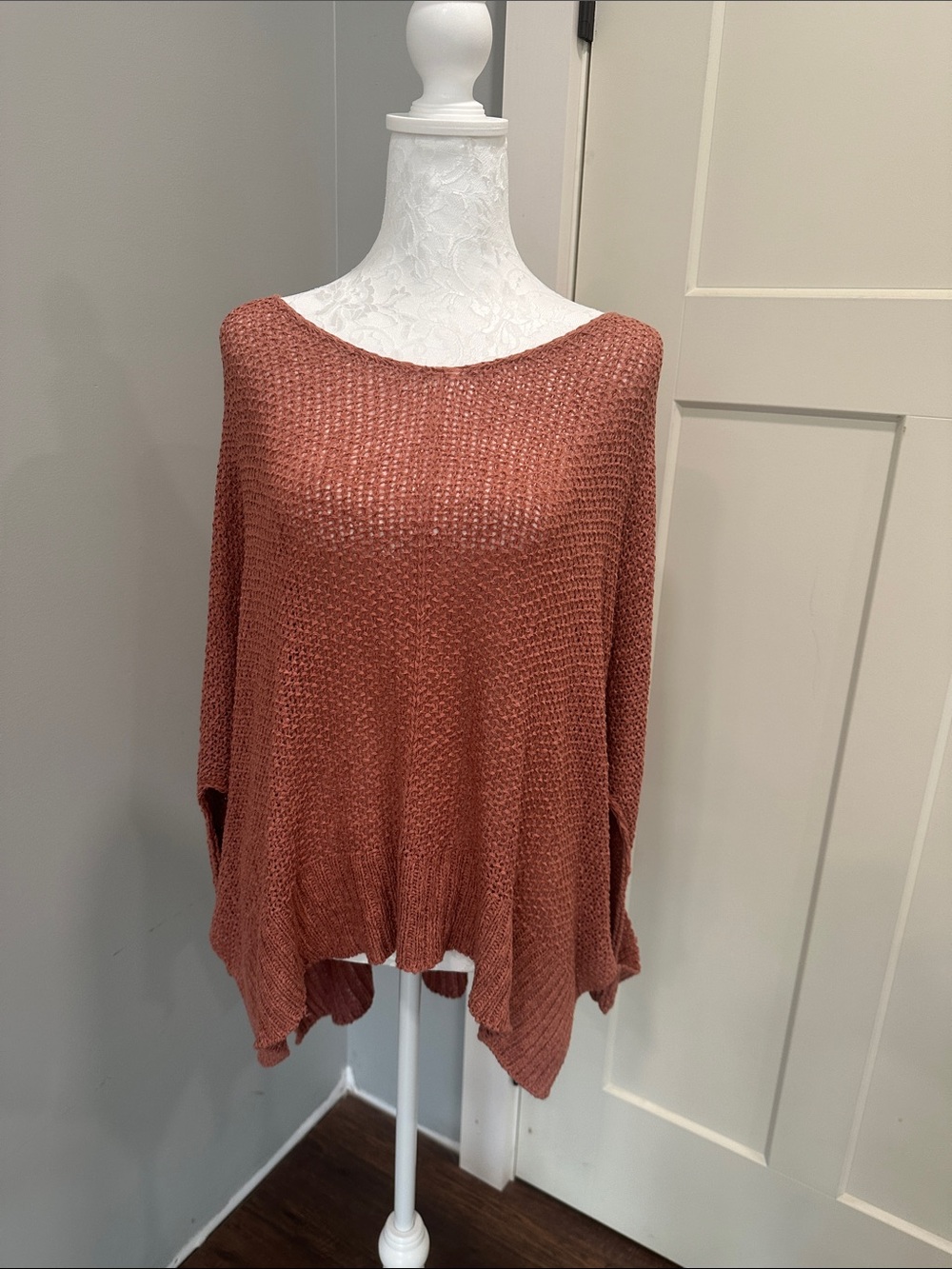 Magnolia Off-the-Shoulder Waffle Knit Sweater - Rust